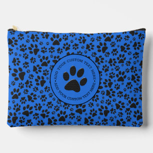 Dog Paws Black & White Polka Dot auf Tech Blue Zubehörtasche