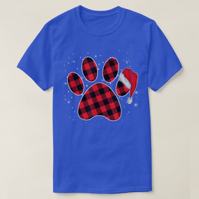 Dog Paws Christmas Pajamas Red Kariert Xmas Famili T-Shirt (Design vorne)