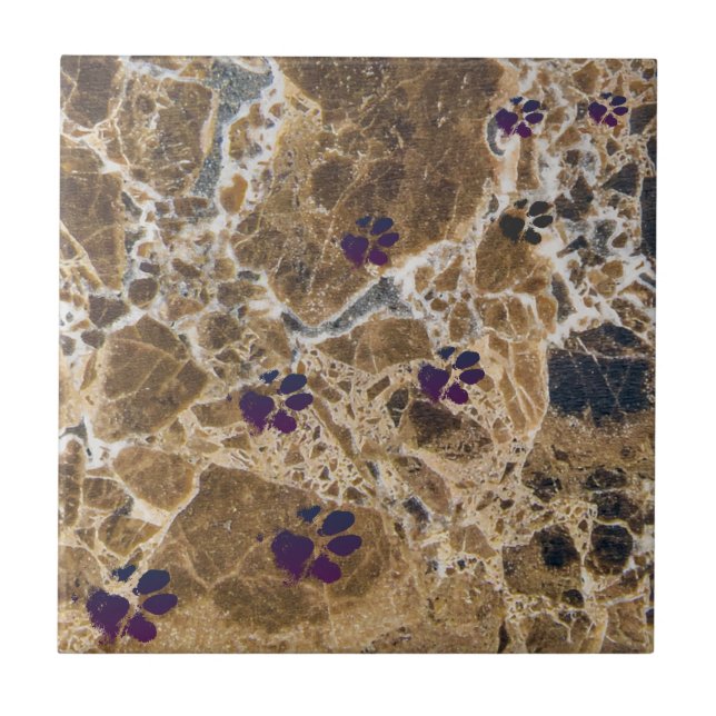 Dog Paws Marble Brown | KERAMIK Fliese (Vorderseite)