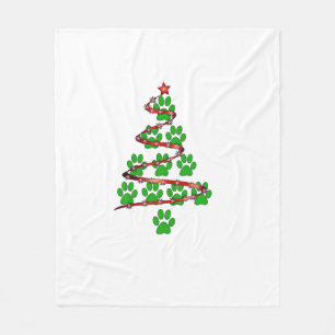 Dog Paws Print Christmas Tree für Hunde Liebhaber Fleecedecke
