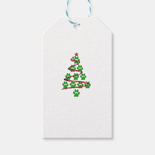 Dog Paws Print Christmas Tree für Hunde Liebhaber Geschenkanhänger (Vorderseite)
