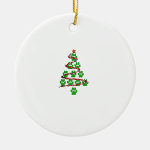 Dog Paws Print Christmas Tree für Hunde Liebhaber Keramik Ornament