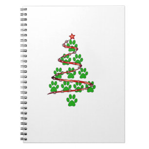 Dog Paws Print Christmas Tree für Hunde Liebhaber Notizblock
