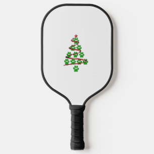 Dog Paws Print Christmas Tree für Hunde Liebhaber Pickleball Schläger