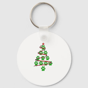 Dog Paws Print Christmas Tree für Hunde Liebhaber Schlüsselanhänger