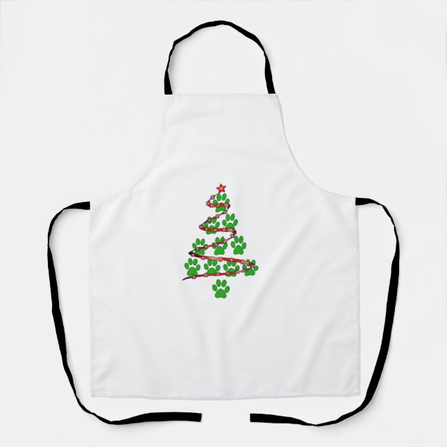 Dog Paws Print Christmas Tree für Hunde Liebhaber Schürze (Vorderseite)