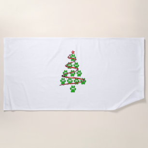 Dog Paws Print Christmas Tree für Hunde Liebhaber Strandtuch