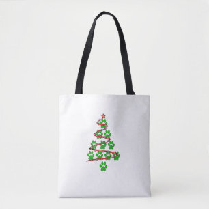 Dog Paws Print Christmas Tree für Hunde Liebhaber Tasche