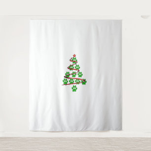 Dog Paws Print Christmas Tree für Hunde Liebhaber Wandteppich