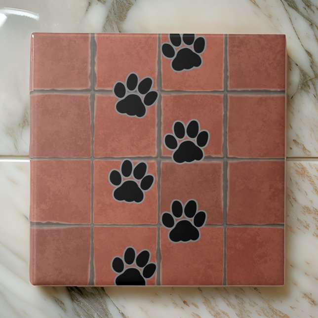 Dog Paws Terracotta Floor | Fliese (Von Creator hochgeladen)