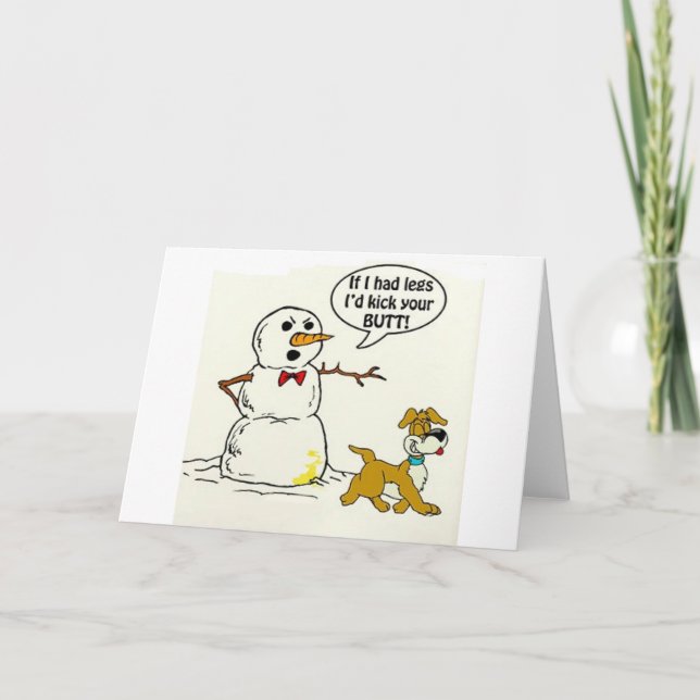 Dog Pees on Snowman Feiertagskarte (Vorderseite)