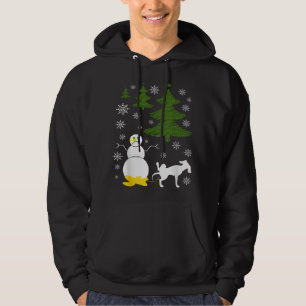 Dog Pees on Snowman Ugly XMas Sweater Hoodie