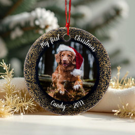 Dog Pet Erste Weihnachtszeit Foto Rahmen Keramik Ornament