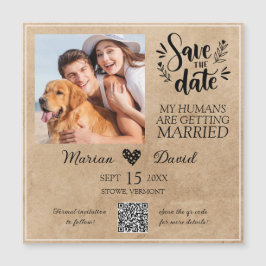 Dog Pet Foto Rustikal Save the Date Qr Code Hochze Magnetkarte