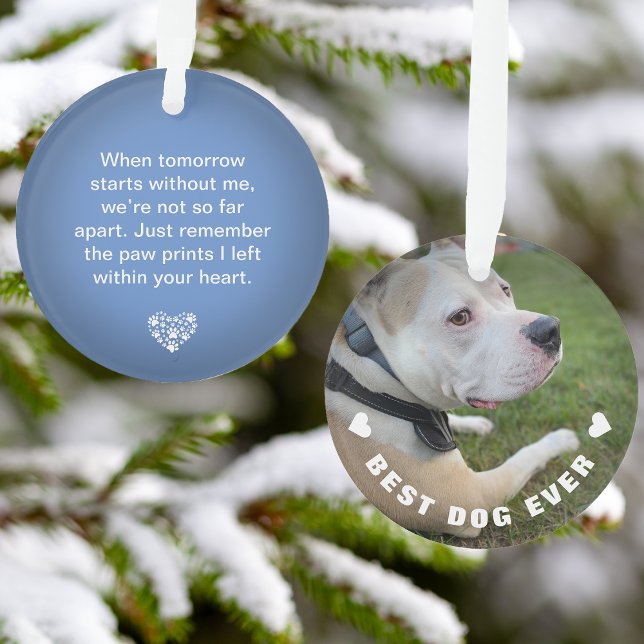 Dog Pet Gedicht Foto Blue Memorial Keepake Ornament (Dog Pet Poem Photo Blue Memorial Keepsake Ornament)