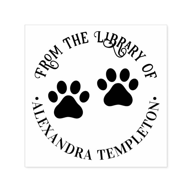 Dog Pet Paw druckt "From the Library"-Namen Permastempel (Design)