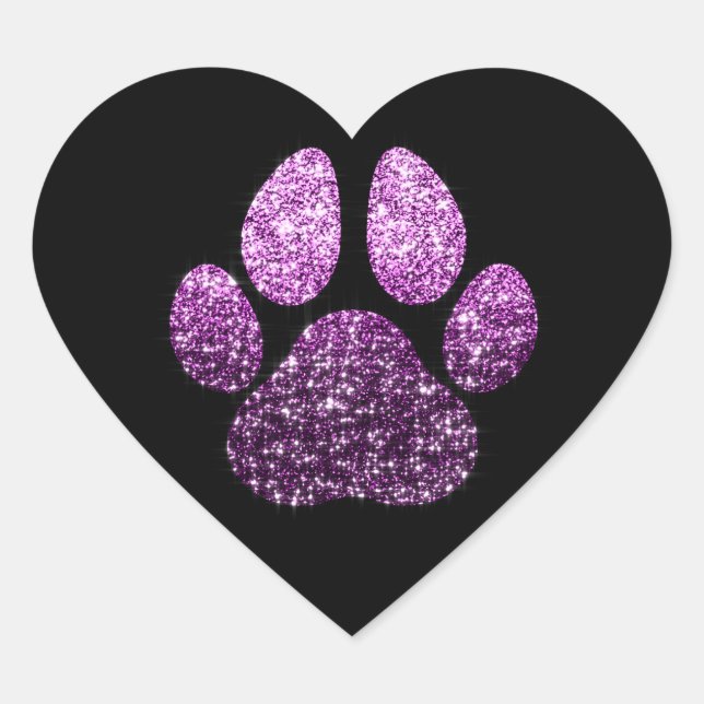 Dog Pet Paw Lila Park Glitzer Herz Park Herz-Aufkleber (Vorderseite)