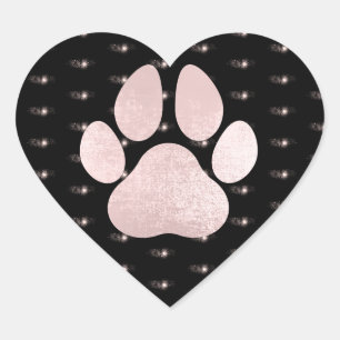Dog Pet Paw Rose Burgund Glitzer Herzstück Park Herz-Aufkleber
