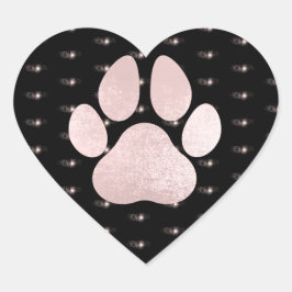 Dog Pet Paw Rose Burgund Glitzer Herzstück Park Herz-Aufkleber