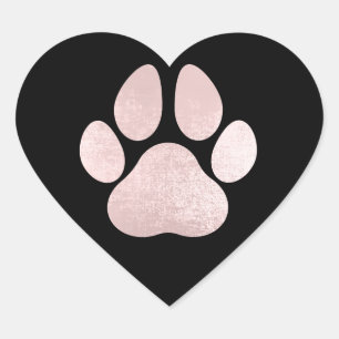 Dog Pet Paw Rose Schwarzer Glitzer Herzstück Park Herz-Aufkleber