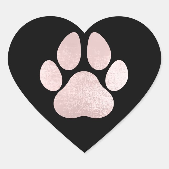 Dog Pet Paw Rose Schwarzer Glitzer Herzstück Park Herz-Aufkleber (Vorderseite)
