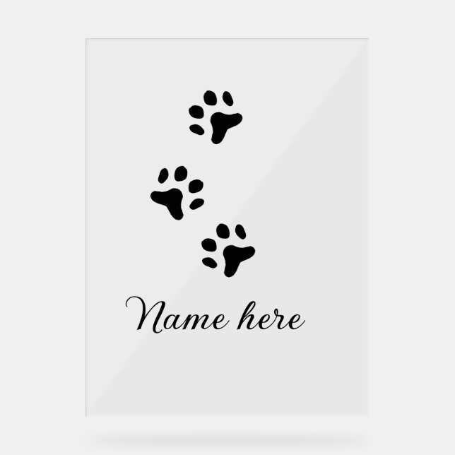 Dog Pfow schwarzes Haustier hinzufügen Name Text T Acrylschild (Vorderseite)