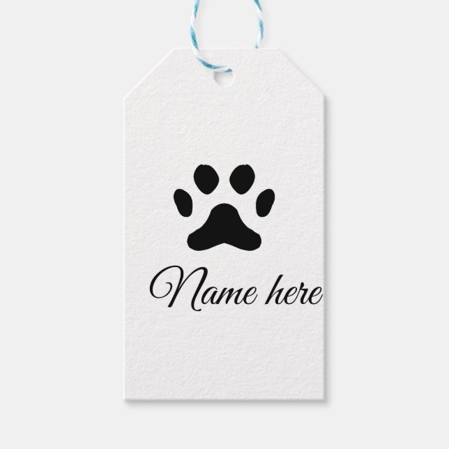 Dog Pfow schwarzes Haustier hinzufügen Name Text T Geschenkanhänger (Vorderseite)