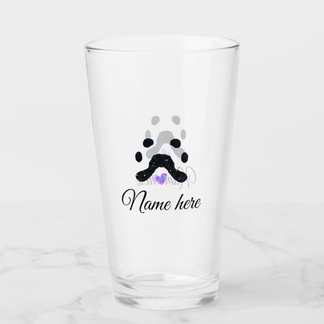 Dog Pfow schwarzes Haustier hinzufügen Name Text T Glas (Vorderseite)