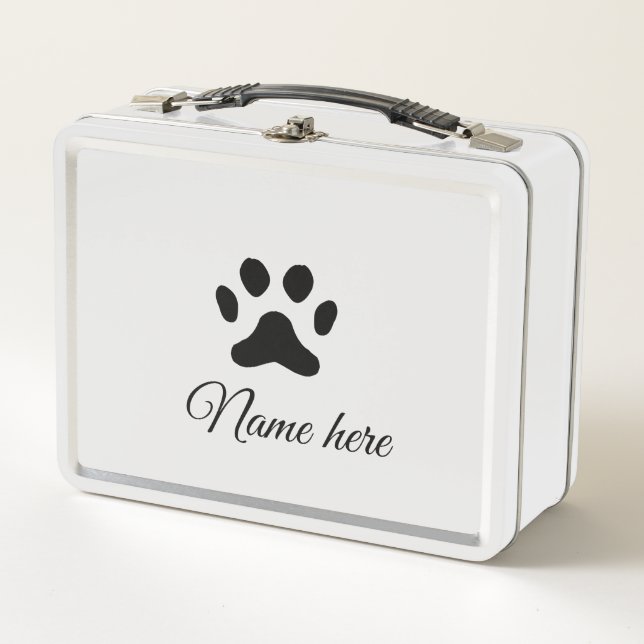 Dog Pfow schwarzes Haustier hinzufügen Name Text T Metall Brotdose (Vorderseite)