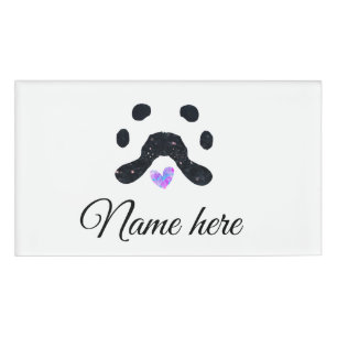 Dog Pfow schwarzes Haustier hinzufügen Name Text T Namenschild