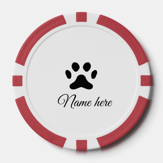 Dog Pfow schwarzes Haustier hinzufügen Name Text T Pokerchips (Vorderseite)