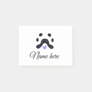 Dog Pfow schwarzes Haustier hinzufügen Name Text T Post-it Klebezettel