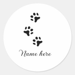 Dog Pfow schwarzes Haustier hinzufügen Name Text T Runder Aufkleber