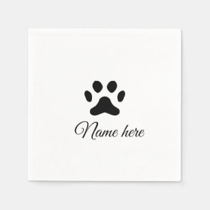 Dog Pfow schwarzes Haustier hinzufügen Name Text T Serviette