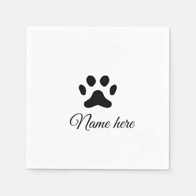 Dog Pfow schwarzes Haustier hinzufügen Name Text T Serviette (Vorderseite)