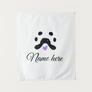 Dog Pfow schwarzes Haustier hinzufügen Name Text T Wandteppich