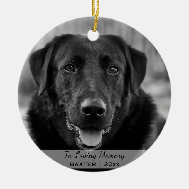 Dog Photo Name Christmas Pet Memorial Keramik Ornament (Vorne)