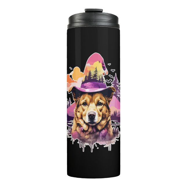 Dog Pink Halloween 2 Thermosbecher (Vorderseite)