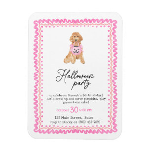 Dog Pink Preppy Pumpkin Halloween-Party Magnet