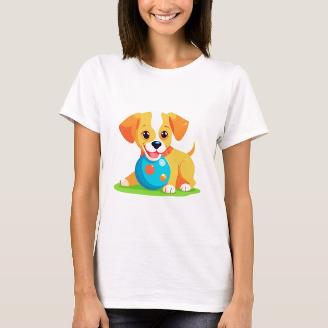 Dog Playing Ball T-Shirt (Vorderseite)