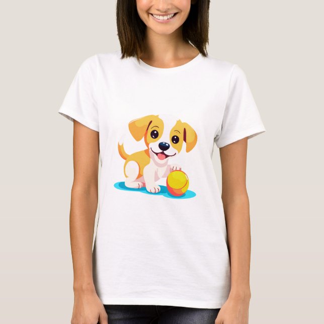 Dog Playing Ball T-Shirt (Vorderseite)
