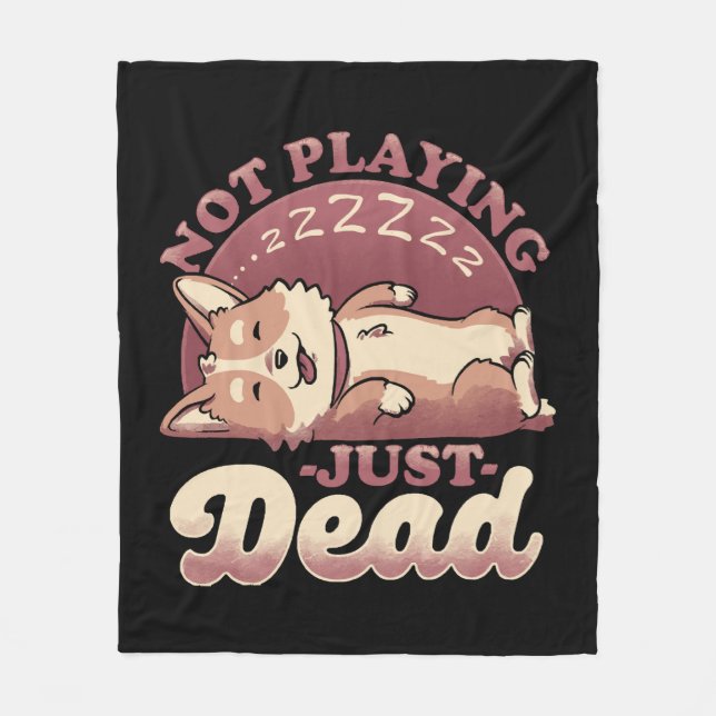 Dog Playing Dead - Niedlich Irony Pet Fleecedecke (Vorderseite)