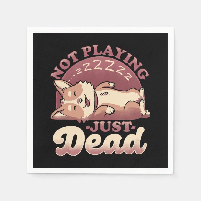 Dog Playing Dead - Niedlich Irony Pet Serviette (Vorderseite)