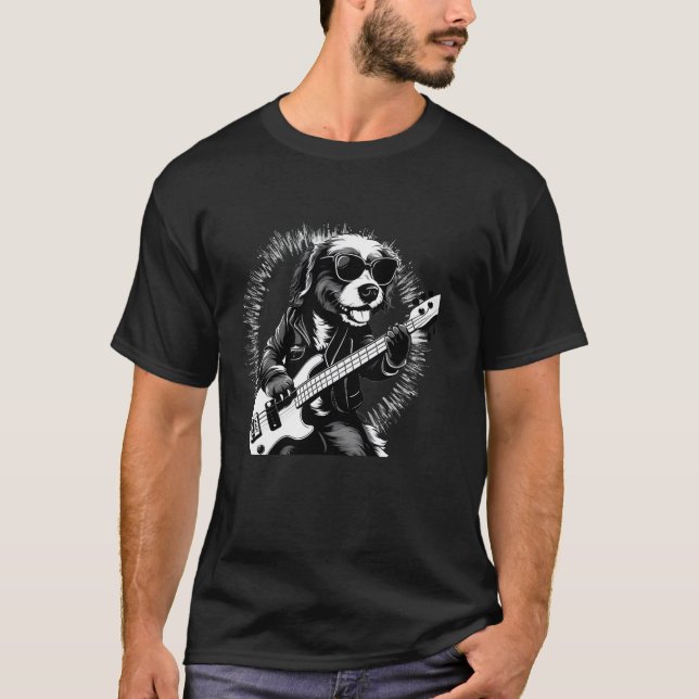 Dog Playing Gitarre Musiker Gitarrist Canine Lover T-Shirt (Vorderseite)