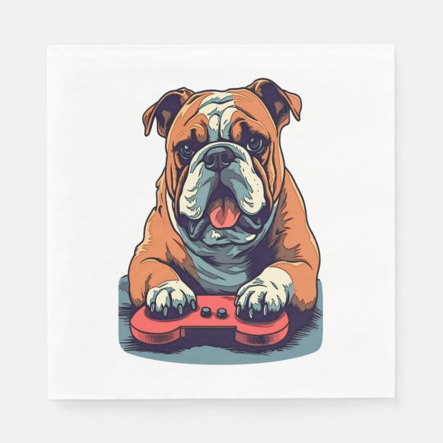 Dog Plays Videospiele Serviette (Vorderseite)