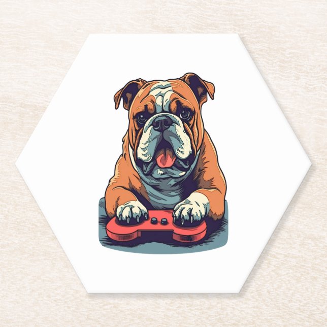 Dog Plays Videospiele Untersetzer (Vorderseite)