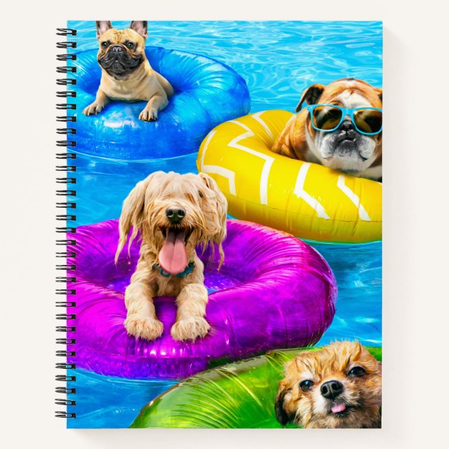 Dog Pool Party Notizbuch (Vorderseite)