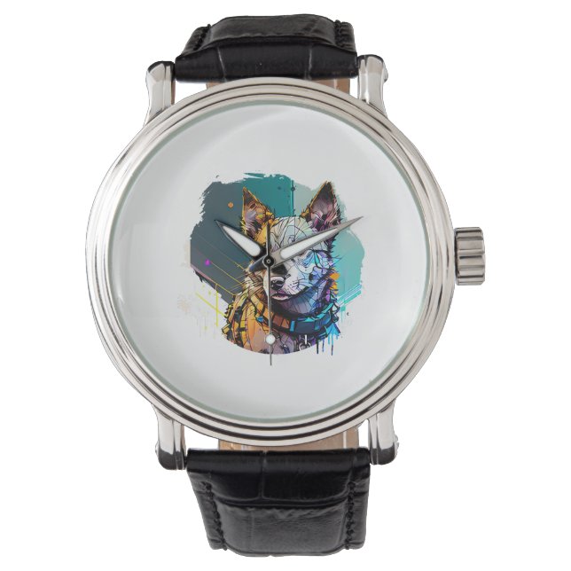 Dog Portrait Armbanduhr (Vorderseite)