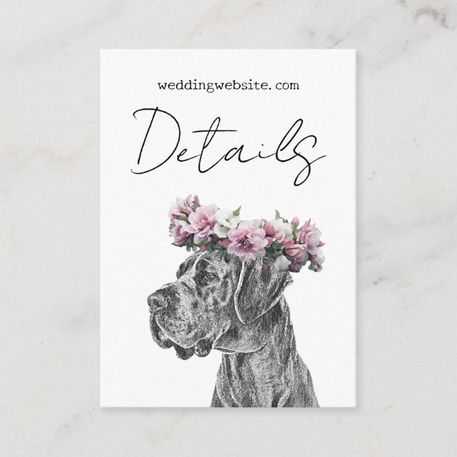 Dog Portrait Black & White QR Code Hochzeitsdetail Begleitkarte (Vorderseite)