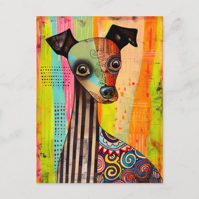 dog portrait in pop-art style with a mix postkarte (Vorderseite)